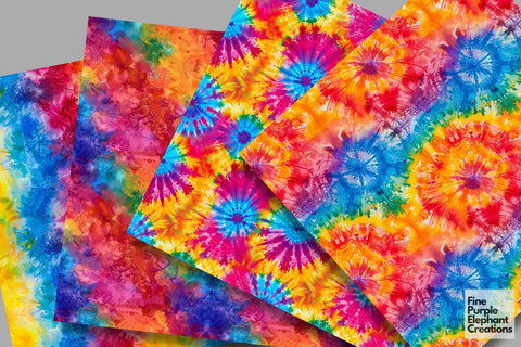 Rainbow Tie Dye Digital Paper - Pride LGBTQ Sublimation Digital Pattern Fine Purple Elephant Creations 