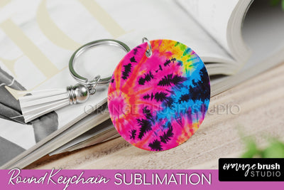 Rainbow Tie Dye Keychain - Neon Keychain Sublimation Design Sublimation OrangeBrushStudio 