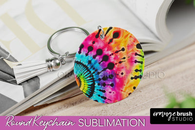 Rainbow Tie Dye Keychain - Neon Keychain Sublimation Design Sublimation OrangeBrushStudio 