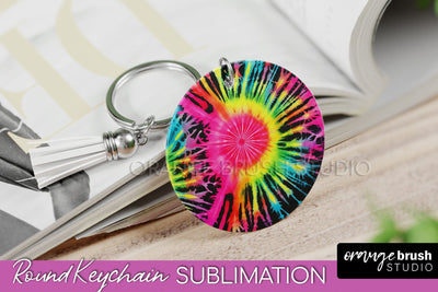 Rainbow Tie Dye Keychain - Neon Keychain Sublimation Design Sublimation OrangeBrushStudio 