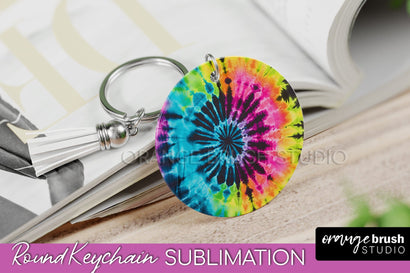 Rainbow Tie Dye Keychain - Neon Keychain Sublimation Design Sublimation OrangeBrushStudio 