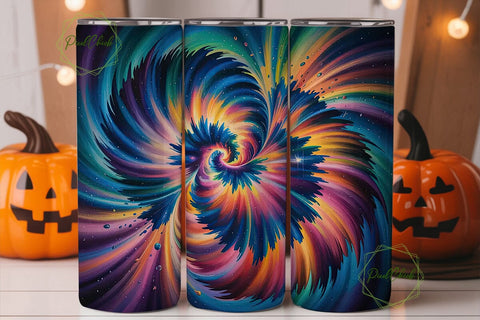 Rainbow Tie-Dye Nebula 20oz Tumbler Wrap Sublimation PixelChick 