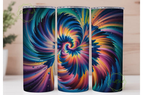 Rainbow Tie-Dye Nebula 20oz Tumbler Wrap Sublimation PixelChick 