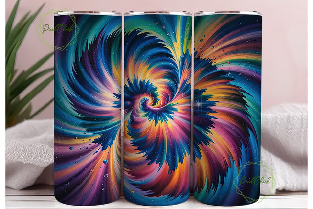 Rainbow Tie-Dye Nebula 20oz Tumbler Wrap Sublimation PixelChick 