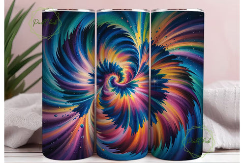 Rainbow Tie-Dye Nebula 20oz Tumbler Wrap Sublimation PixelChick 