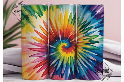 Rainbow Tie Dye Radial 20oz Tumbler Wrap Sublimation sassyprint 