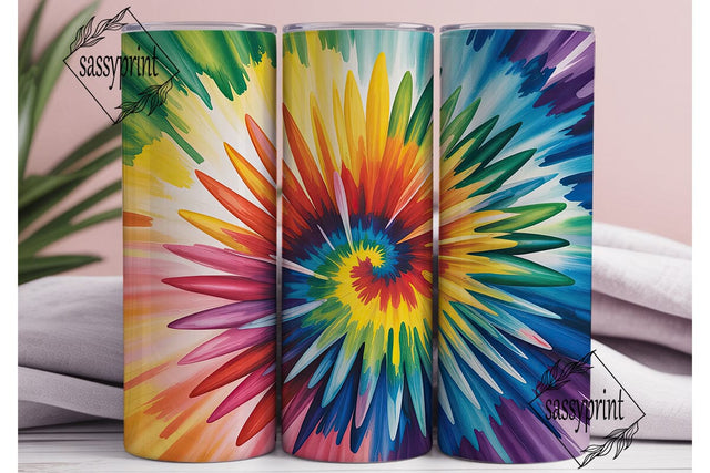 Rainbow Tie Dye Radial 20oz Tumbler Wrap Sublimation sassyprint 