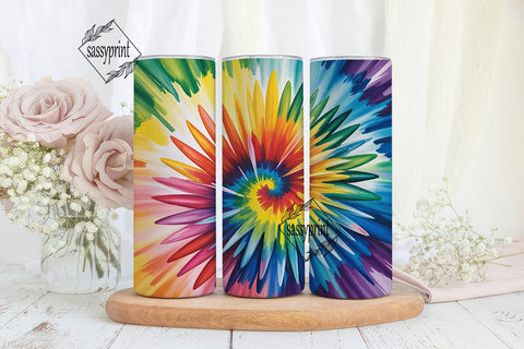 Rainbow Tie Dye Radial 20oz Tumbler Wrap Sublimation sassyprint 