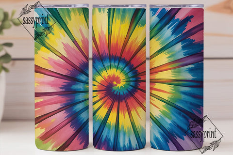 Rainbow Tie Dye Radial 20oz Tumbler Wrap Sublimation sassyprint 