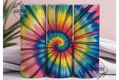 Rainbow Tie Dye Radial 20oz Tumbler Wrap Sublimation sassyprint 