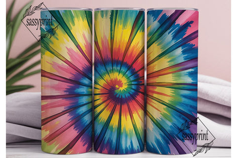 Rainbow Tie Dye Radial 20oz Tumbler Wrap Sublimation sassyprint 