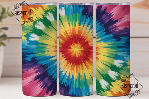 Rainbow Tie Dye Radial Burst Tumbler Sublimation sassyprint 