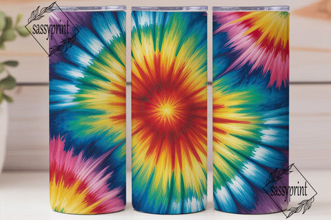Rainbow Tie Dye Radial Burst Tumbler Sublimation sassyprint 