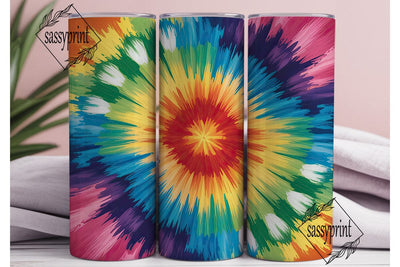 Rainbow Tie Dye Radial Burst Tumbler Sublimation sassyprint 