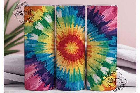 Rainbow Tie Dye Radial Burst Tumbler Sublimation sassyprint 