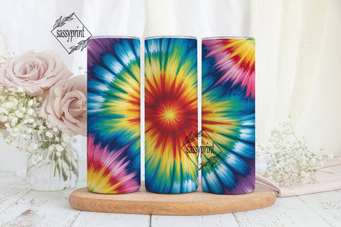 Rainbow Tie Dye Radial Burst Tumbler Sublimation sassyprint 