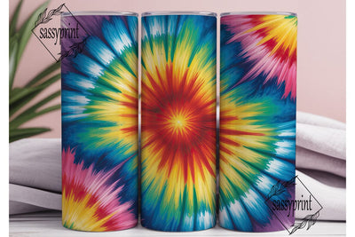Rainbow Tie Dye Radial Burst Tumbler Sublimation sassyprint 