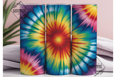 Rainbow Tie Dye Radial Burst Tumbler Sublimation sassyprint 