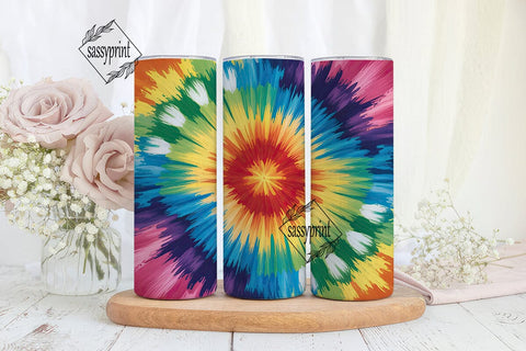 Rainbow Tie Dye Radial Burst Tumbler Sublimation sassyprint 