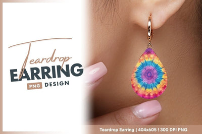 Rainbow Tie Dye Teardrop Earring Png Image Sublimation Regulrcrative 