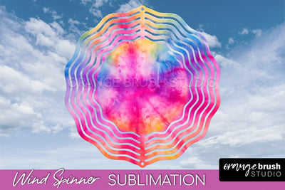 Rainbow Tie Dye Wind Spinner Sublimation Design Sublimation OrangeBrushStudio 