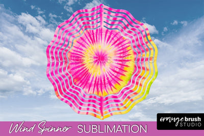 Rainbow Tie Dye Wind Spinner Sublimation Design Sublimation OrangeBrushStudio 
