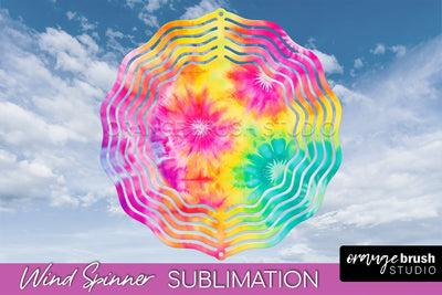 Rainbow Tie Dye Wind Spinner Sublimation Design Sublimation OrangeBrushStudio 