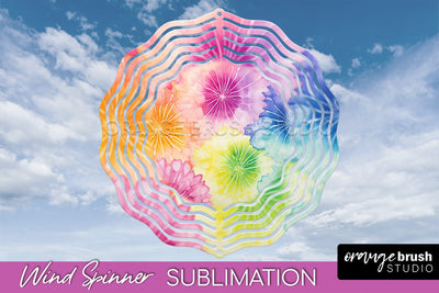 Rainbow Tie Dye Wind Spinner Sublimation Design Sublimation OrangeBrushStudio 