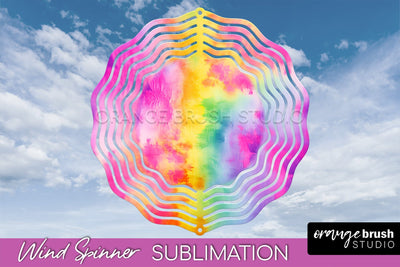 Rainbow Tie Dye Wind Spinner Sublimation Design Sublimation OrangeBrushStudio 