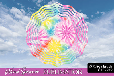 Rainbow Tie Dye Wind Spinner Sublimation Design Sublimation OrangeBrushStudio 