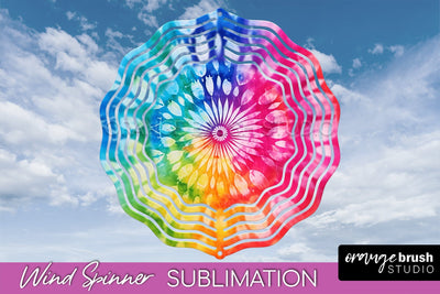 Rainbow Tie Dye Wind Spinner Sublimation Design Sublimation OrangeBrushStudio 