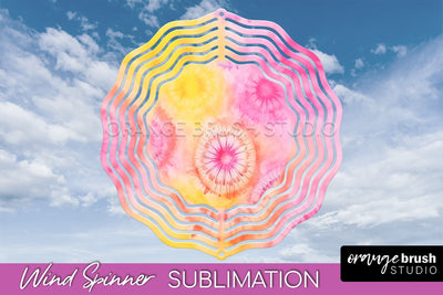 Rainbow Tie Dye Wind Spinner Sublimation Design Sublimation OrangeBrushStudio 