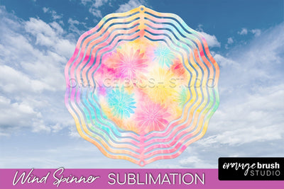 Rainbow Tie Dye Wind Spinner Sublimation Design Sublimation OrangeBrushStudio 