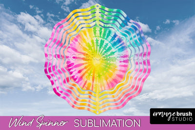Rainbow Tie Dye Wind Spinner Sublimation Design Sublimation OrangeBrushStudio 