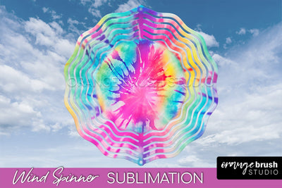 Rainbow Tie Dye Wind Spinner Sublimation Design Sublimation OrangeBrushStudio 
