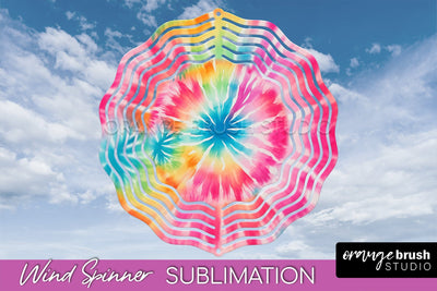 Rainbow Tie Dye Wind Spinner Sublimation Design Sublimation OrangeBrushStudio 