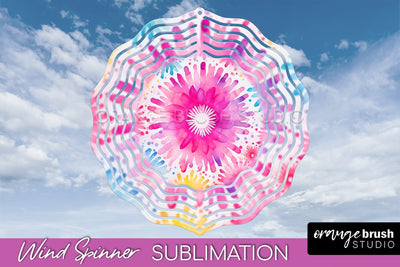 Rainbow Tie Dye Wind Spinner Sublimation Design Sublimation OrangeBrushStudio 