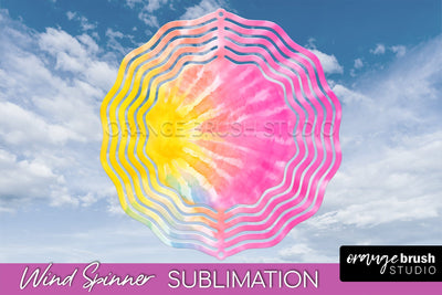 Rainbow Tie Dye Wind Spinner Sublimation Design Sublimation OrangeBrushStudio 