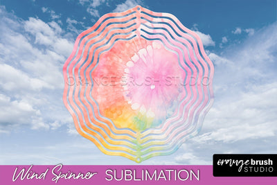 Rainbow Tie Dye Wind Spinner Sublimation Design Sublimation OrangeBrushStudio 