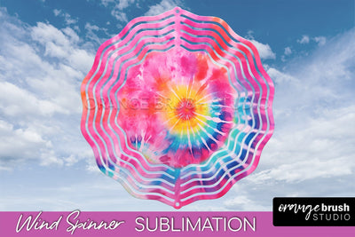 Rainbow Tie Dye Wind Spinner Sublimation Design Sublimation OrangeBrushStudio 