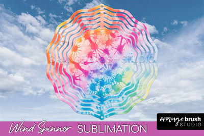 Rainbow Tie Dye Wind Spinner Sublimation Design Sublimation OrangeBrushStudio 