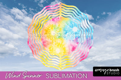 Rainbow Tie Dye Wind Spinner Sublimation Design Sublimation OrangeBrushStudio 