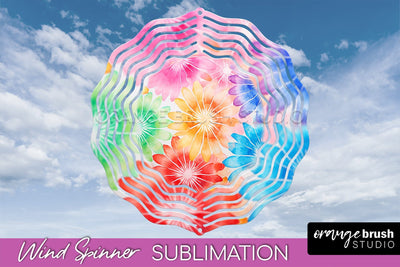 Rainbow Tie Dye Wind Spinner Sublimation Design Sublimation OrangeBrushStudio 