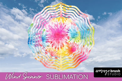 Rainbow Tie Dye Wind Spinner Sublimation Design Sublimation OrangeBrushStudio 