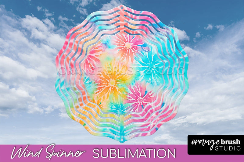 Rainbow Tie Dye Wind Spinner Sublimation Design Sublimation OrangeBrushStudio 