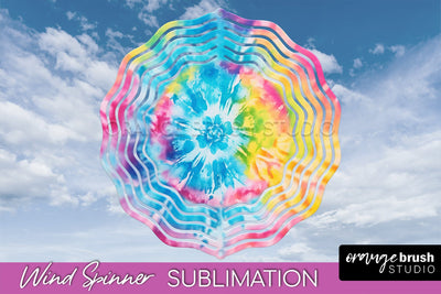 Rainbow Tie Dye Wind Spinner Sublimation Design Sublimation OrangeBrushStudio 