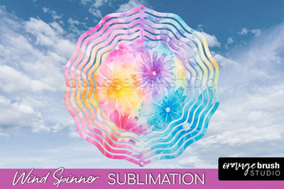 Rainbow Tie Dye Wind Spinner Sublimation Design Sublimation OrangeBrushStudio 