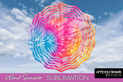 Rainbow Tie Dye Wind Spinner Sublimation Design Sublimation OrangeBrushStudio 