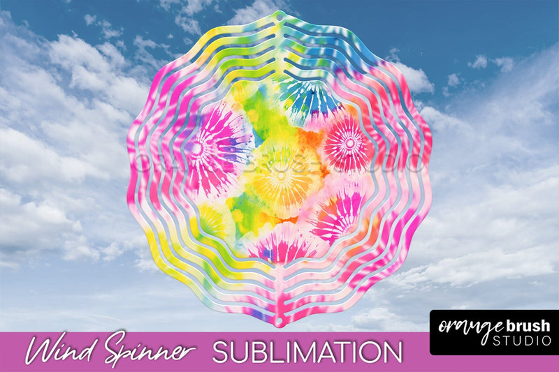 Rainbow Tie Dye Wind Spinner Sublimation Design Sublimation OrangeBrushStudio 