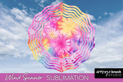 Rainbow Tie Dye Wind Spinner Sublimation Design Sublimation OrangeBrushStudio 